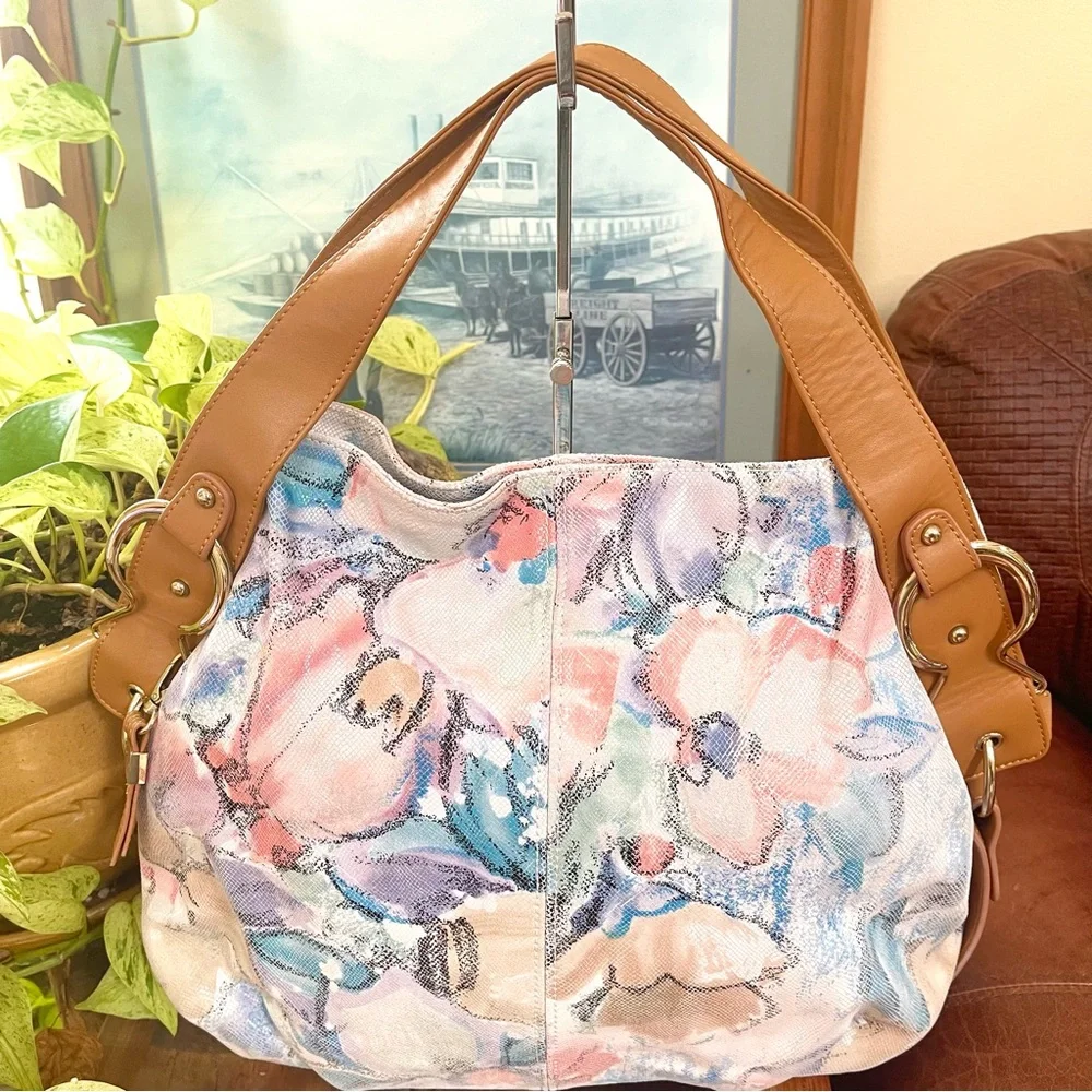 Floral Pattern Genuine Leather Spacious Hobo & Boho Style Shoulder Bag